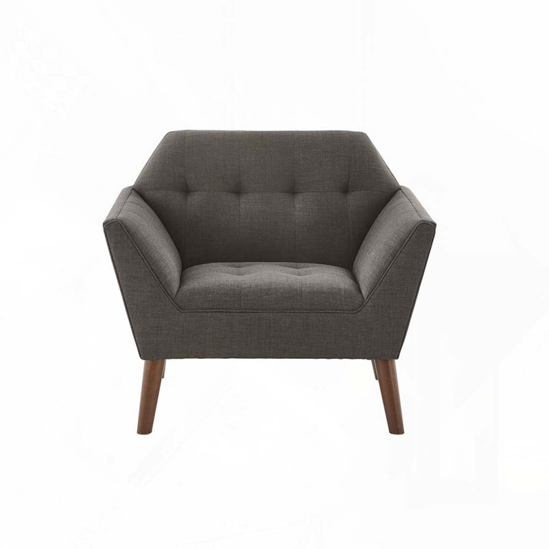 Fauteuil capitonné de 37 po de large Reuland, Polyester gris anthracite