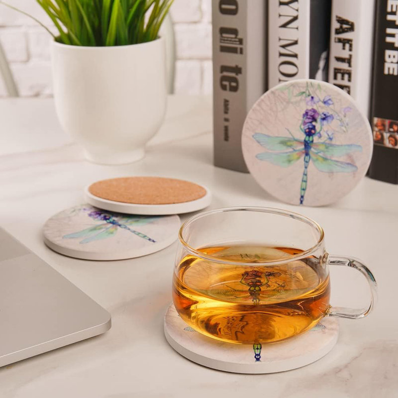 Ceramic Round 4 Piece Coaster Set