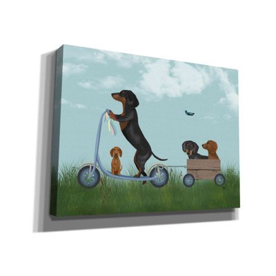 «Dachshund Scooter» par Fab Funky - impression sur toile tendue