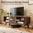 TV Stand With Storage, Entertainment Center With Slatted Sliding Door, Mid Century Modern TV Stand, Farmhouse Media Console For Living Room (Walnut, 46")