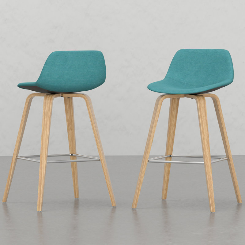 Tabouret en bois cintré (ensemble de 2), Naturel / naturel, Vert