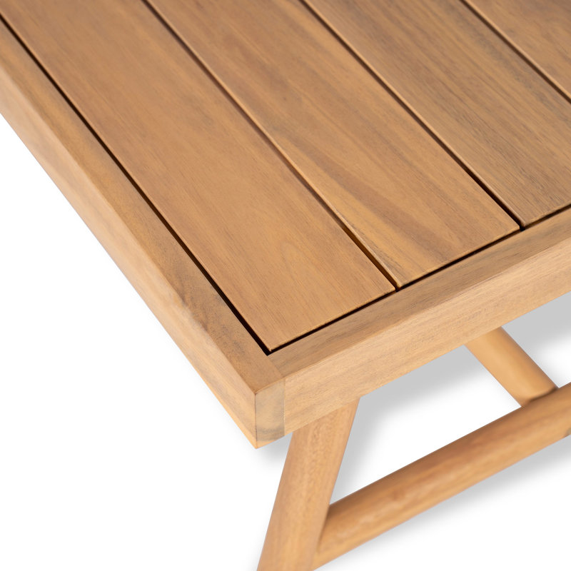 Patio Acacia Wood Chat Set, Club Chair + Coffee Table With Water-Resistant Cushion, Teak + Beige