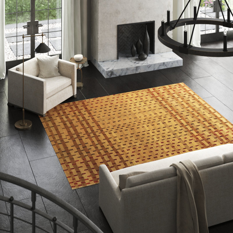 Rag Striped Area Rug in Beige/Brown/Red, Rectangle 6' x 9'