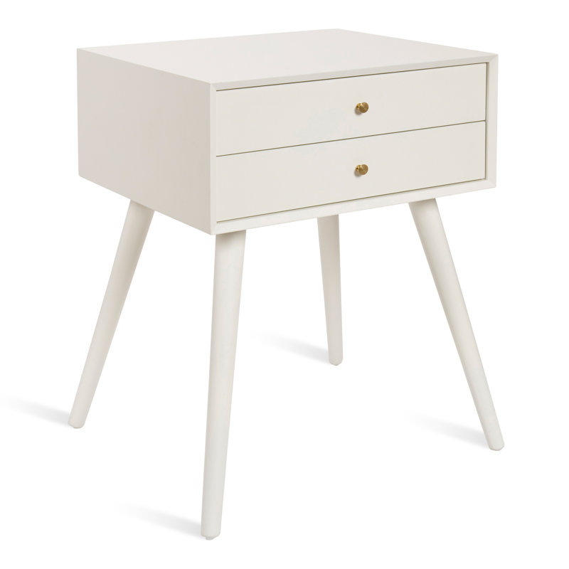 Table de chevet 2 tiroirs Ottman, Blanc