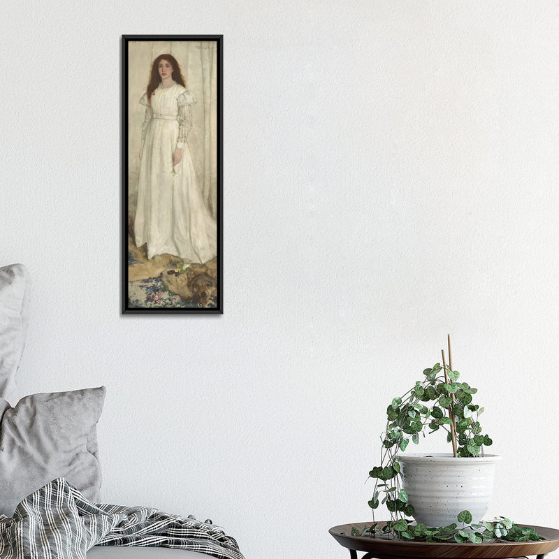 Symphonie en blanc, n ° 1 «The White Girl», reproduction d'art sur toile encadrée, 36 po x 12 po, Toile avec cadre, Noir
