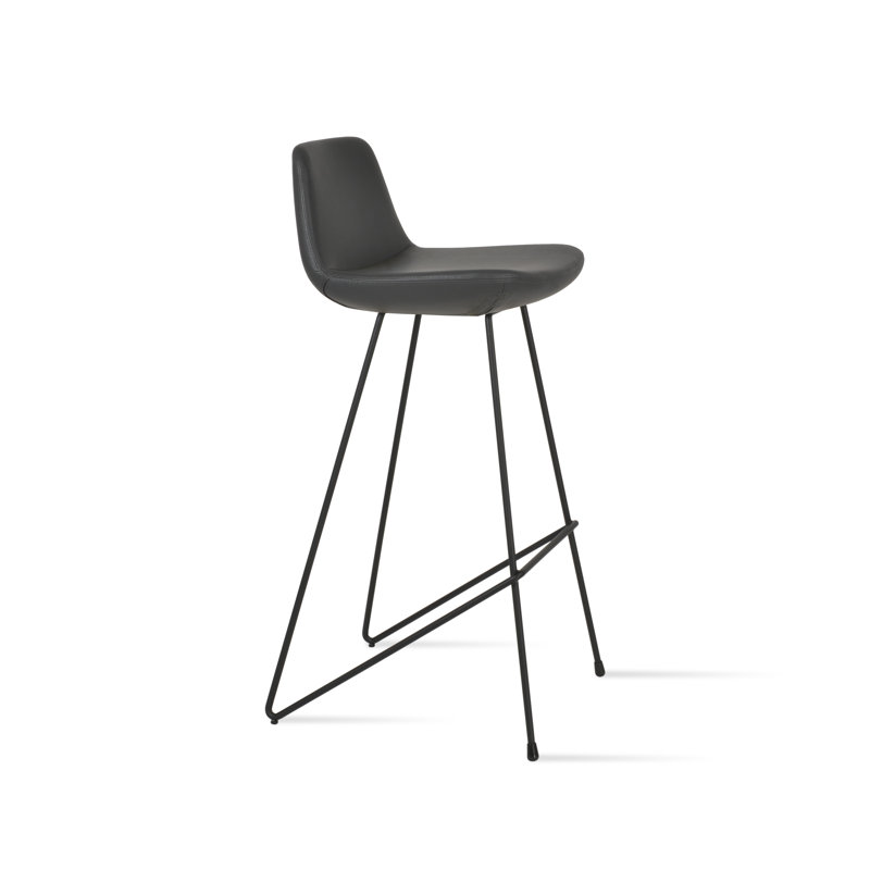 Tabouret de bar et de bar pour chat Pera, Tabouret de comptoir (siège d'une hauteur de 24 p, Simili cuir blanc