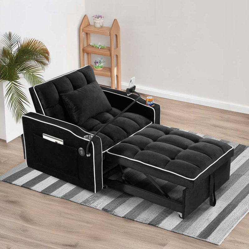 Convertible Sleeper Chair, Black