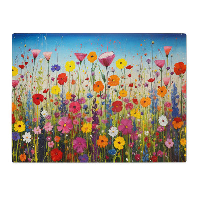 Wildflowers Colour Field  Glass Chopping Board