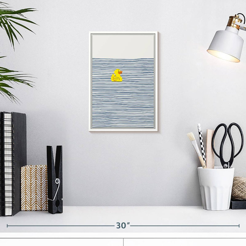 Yellow Rubber Duck, 9" x 13", Floating Frame White