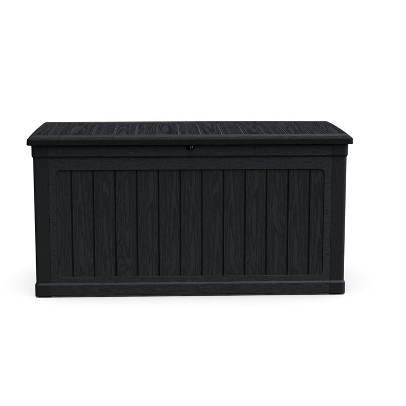 230 Gallon Waterproof Resin Xxl Deck Box In Black, Lockable, For Storing Outdoor Cushions And Sports Equipment, Double - Wall Design All Weather Use, Multipurpose As Table Or Bench, 32 Width, 34