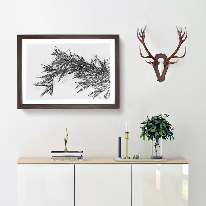 Leaves of a Bamboo Plant in Abstract - Picture Frame Graphic Art Print, Walnut Framed, 27cm H x 36cm W x 2cm D
