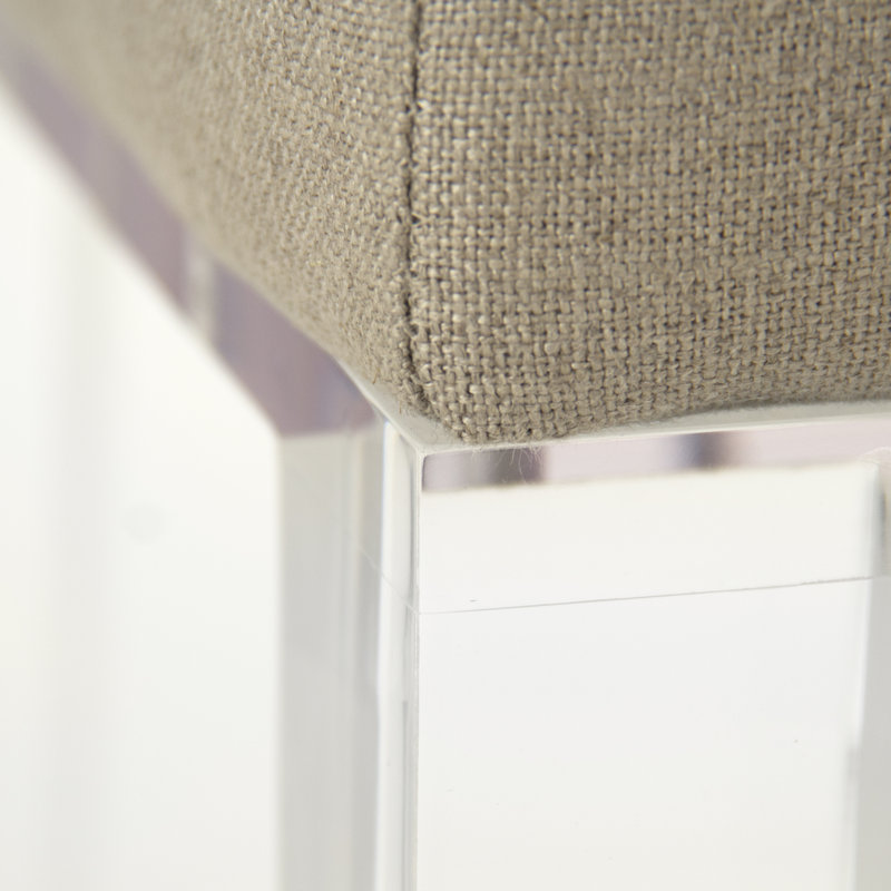 Emma Upholstered Bench, Beige/Clear