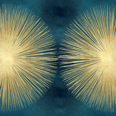 Sunburst Gold On Teal II 1 Piece Wrapped Canvas Wall Art