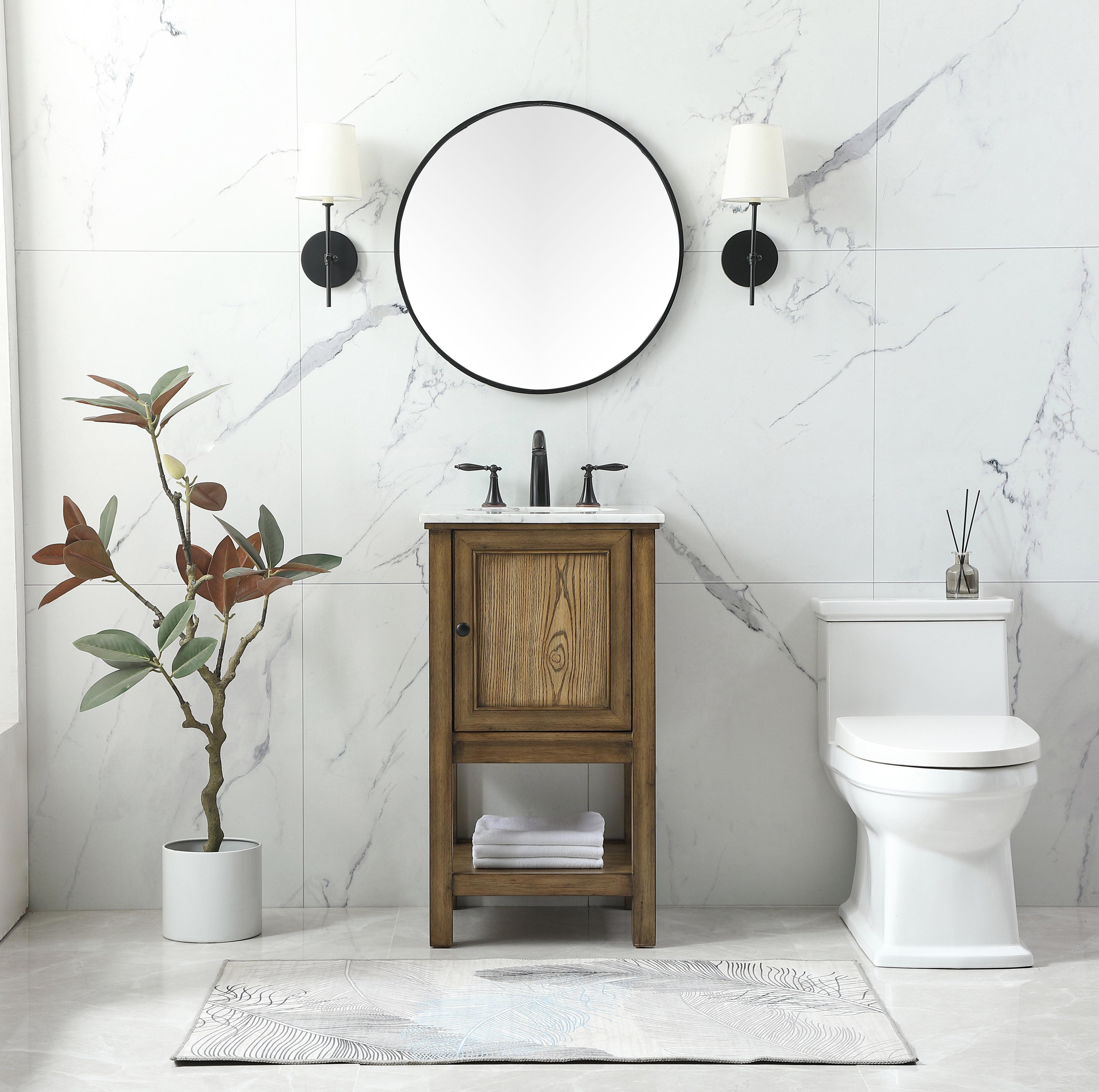 Lark Manor Anjie 19'' Single Bathroom Vanity with Carrara Marble Top ...