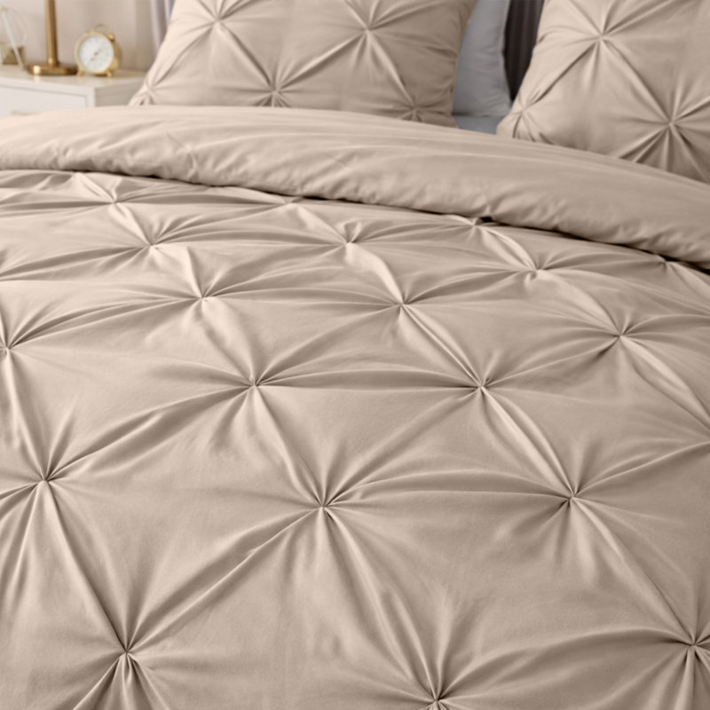 Pintuck Microfiber Duvet Cover Set with Pillowcases – Pleated Textured Bedding, Soft Luxury Quilt Cover, Breathable All-Season Comforter Cover, Modern Hotel Style Bed Set