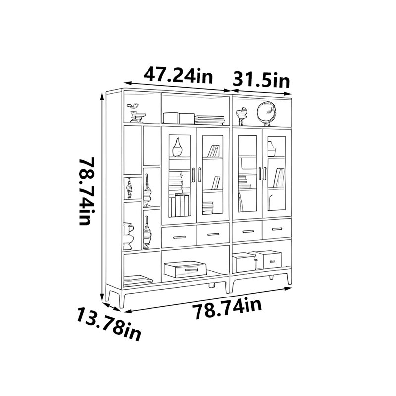 Pure solid wood bookcase