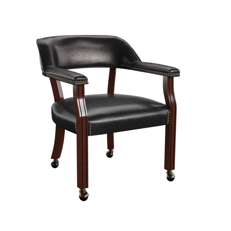 Tournament Arm Chair w/Casters, Black Leather