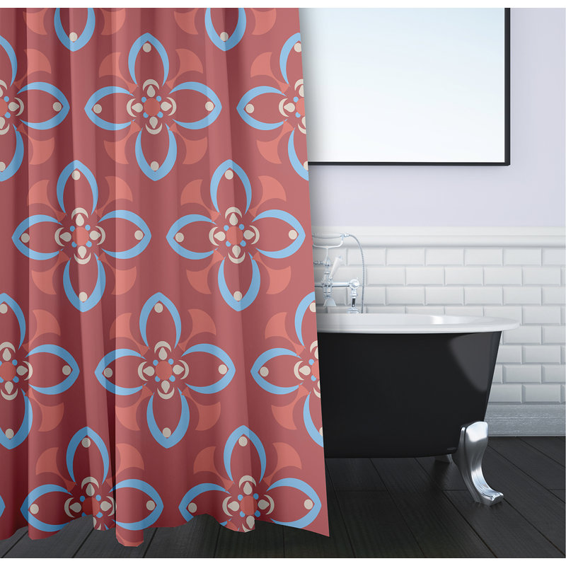 Rideau de douche Katrina, Corail / bleu