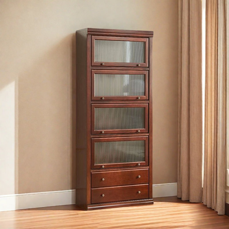 Beautiful classic style bookcase, (4 Shelves) 75.5"H x 31.4"W x 12.9"D, Dark Brown