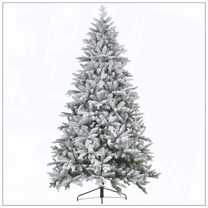 Arbre de Noël artificiel enneigé avec base en métal, support facile à assembler, arbre de Noël à charnières, H 9,7 pi