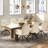 Morden Simple Upholstered 360° Swivel Solid Color Chenille Dining Chair with Armrests-1606599896
