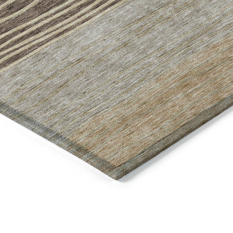 Tapis intérieur lavable rayé brun taupe 10 pi x 14 pi