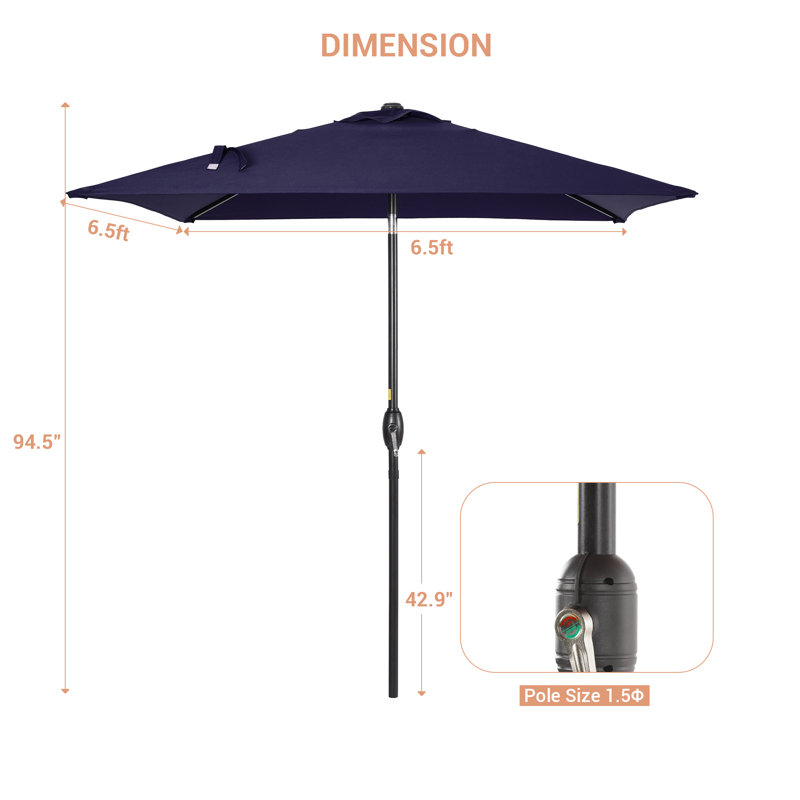 Parasol de marché carré Rinesh, Bleu marine