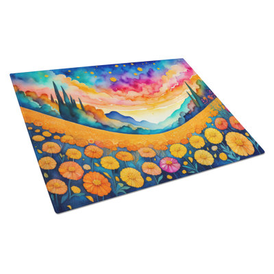 Marigolds in Colour Glass Cutting Board Large