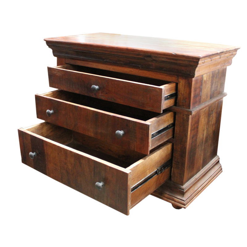 Commode anglaise en bois massif à 3 tiroirs Sheehan