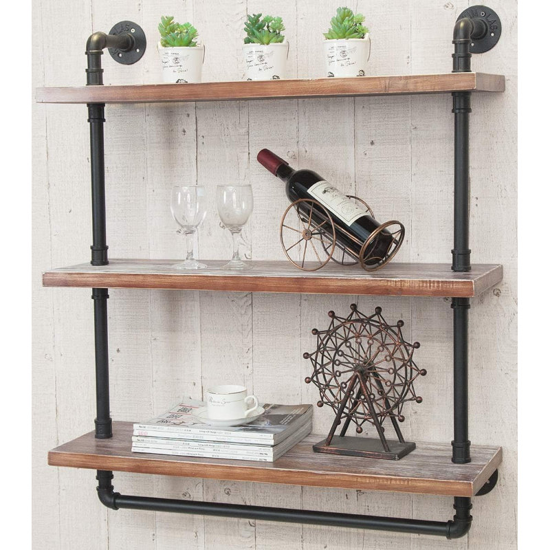 Jeilene 3 Piece Square Tiered Shelf with Towel Bar