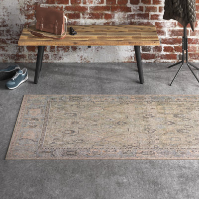 Machine Washable Elodie Southwestern Tan/Green/Blue Area Rug