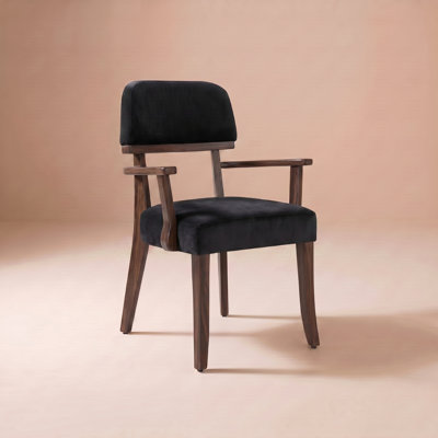 Modern Upholstered Solid Wood Dining Chair With Arms
