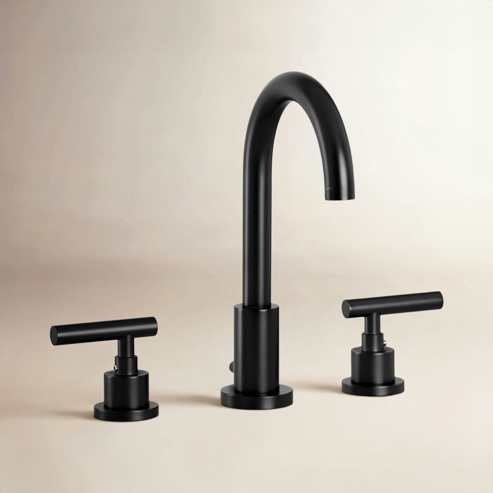 Manhattan Widespread Faucet with Drain, Matte Black