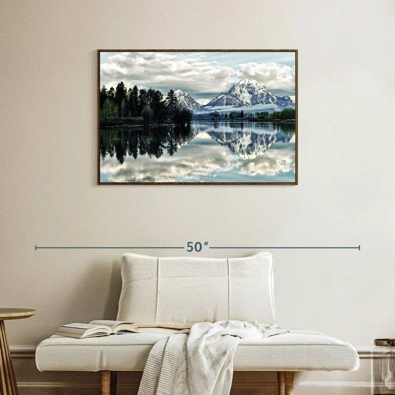 Jackson Hole, 37 po x 25 po, Cadre flottant noyer