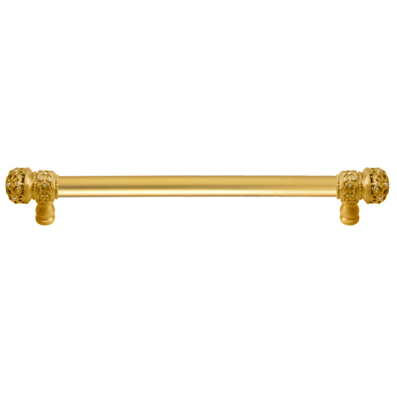 Juliane Grace 9 inches c.c. with 5/8 smooth center long pull small finial with 52 Swarovski Clear & Aurore Boreale Crystals in Gilded Mercury