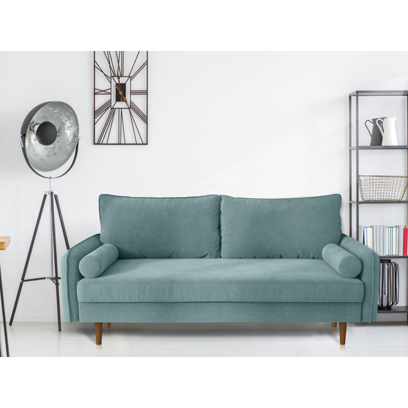 Emteas Upholstered 72'' Sofa, Light Grayish Cyan Velvet