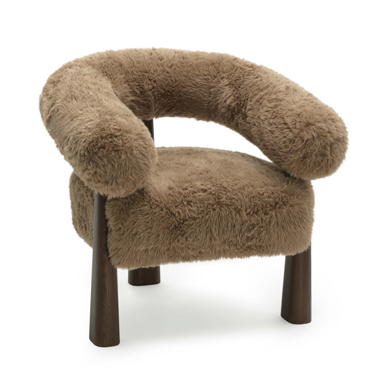 Spara Straight Vegan Shearling Accent Chair, Taupe