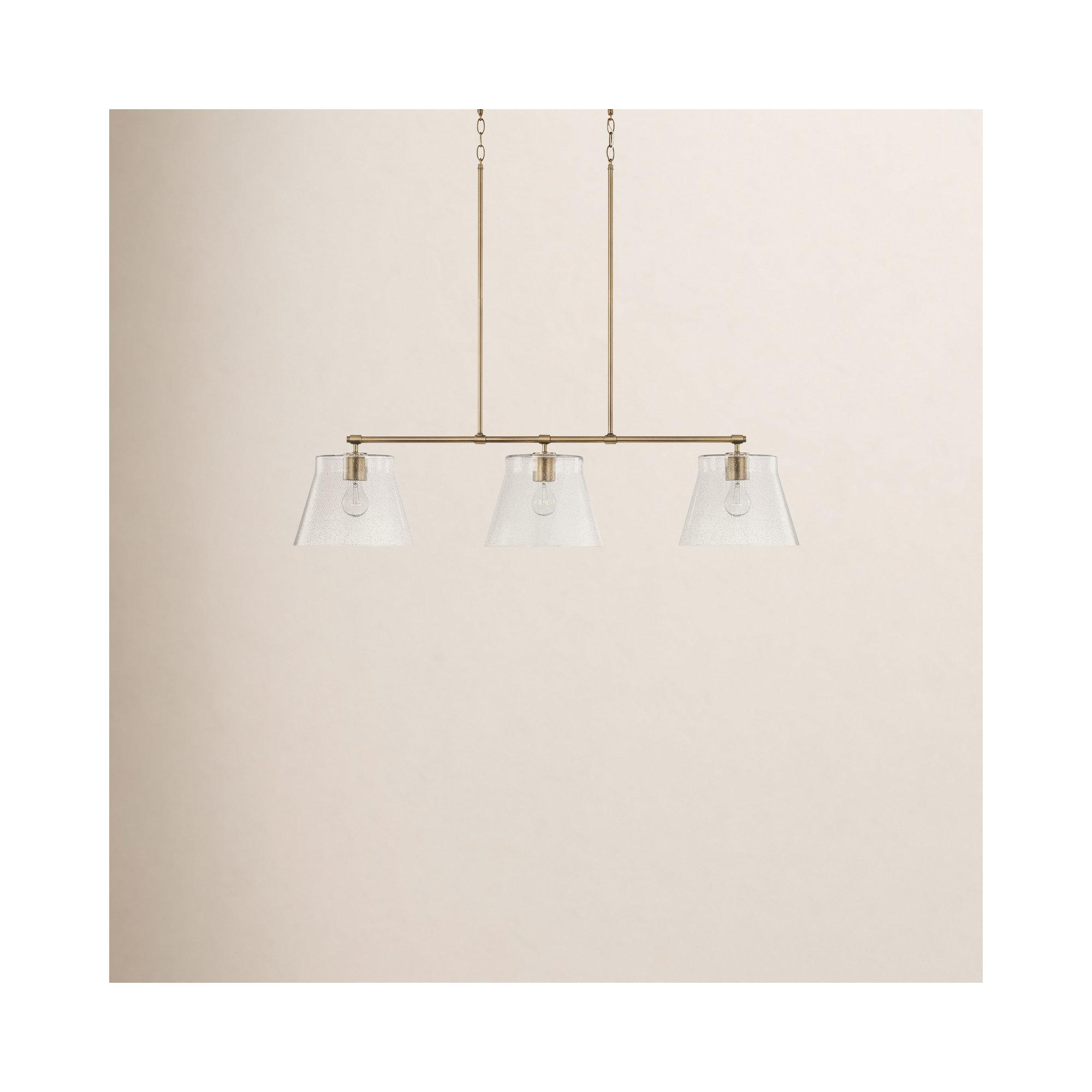 Alorie 3 Light Glass Dimmable Pendant, Aged Brass