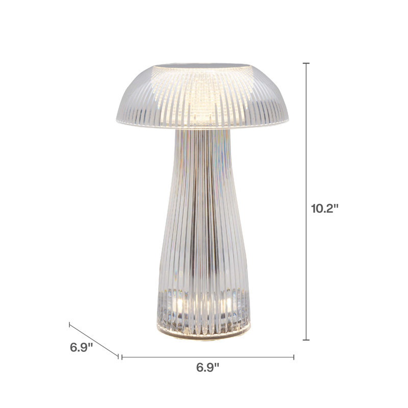 Elements Mushroom Acrylic LED Rechargeable Portable Tabletop Lamp