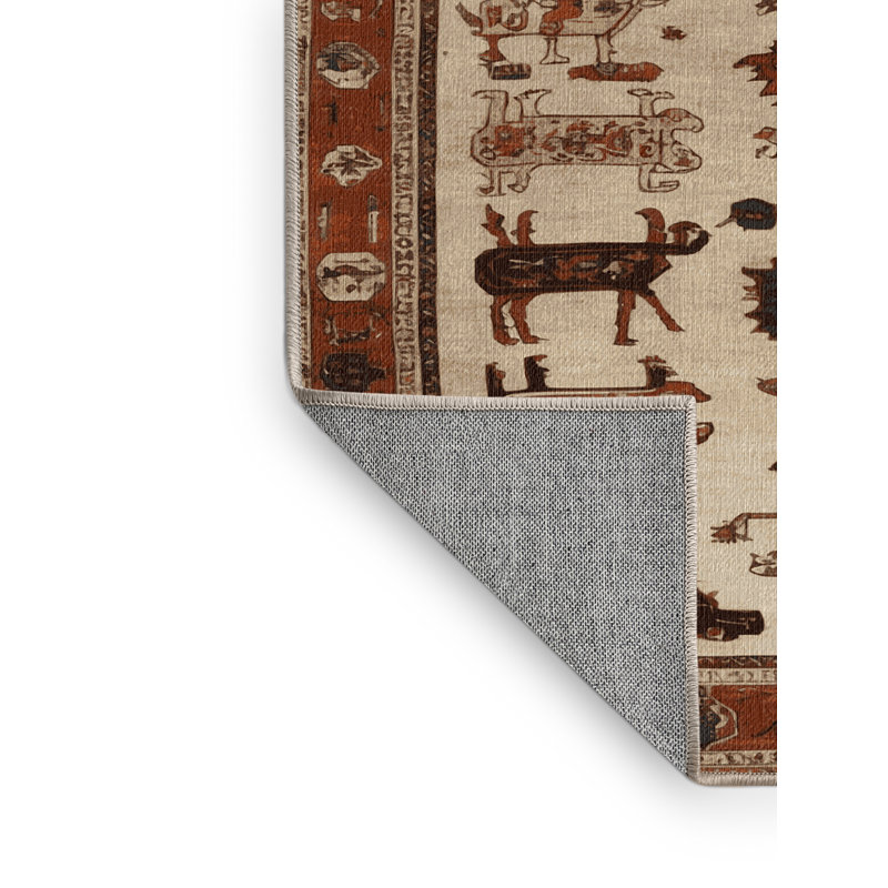 Tapis brun lavable à la machine, Carré 7 pi