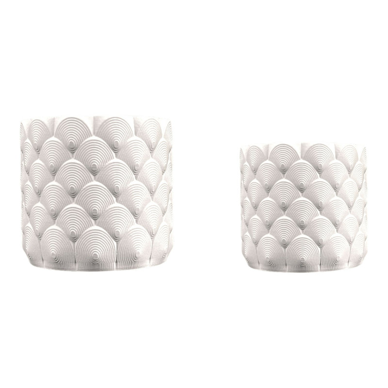 Ensemble de 2 pots à fleurs syriens modernes Bohème d'intérieur avec impression 3D, Craie