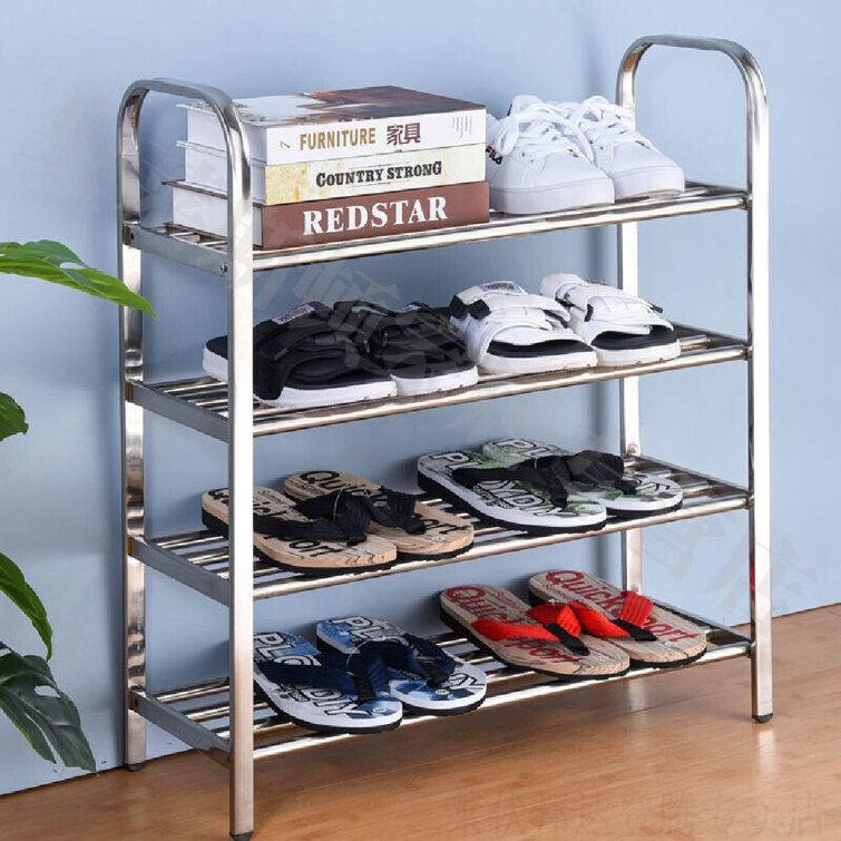 4 Tier Rolling Cubby Shoe Rack Gray - Brightroom™