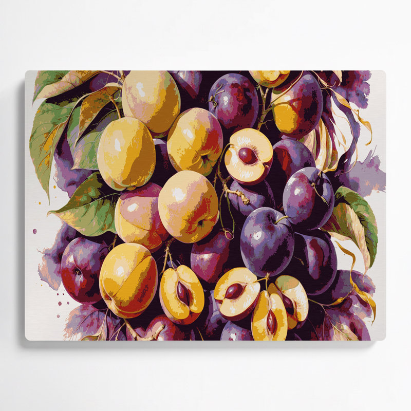 Art mural en métal «Fruit Plumcot» brun, H 11 po x l 14 po