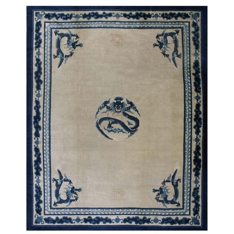 Antique Chinese Medallion Knotted Rug