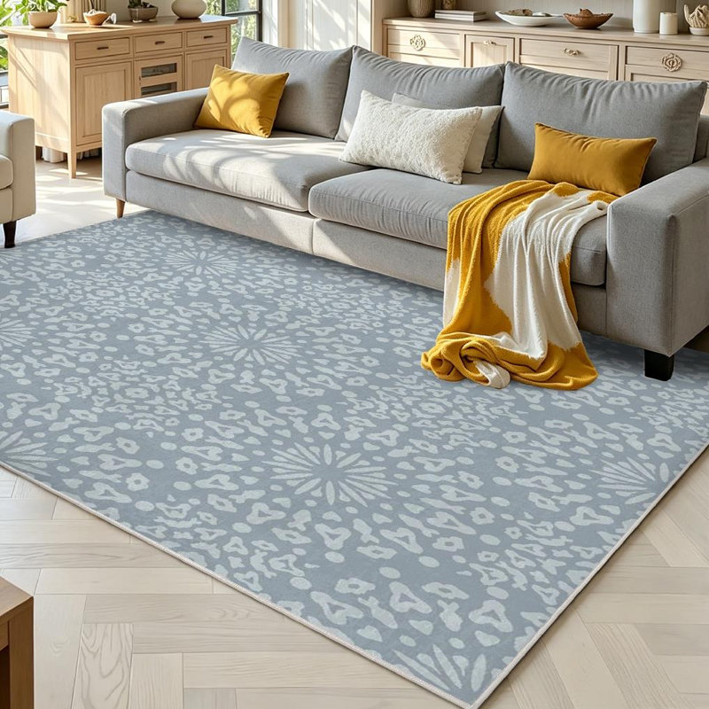 Tapis oriental rond transparent transparent lavable à la machine, Rectangle 71 po x 98 po