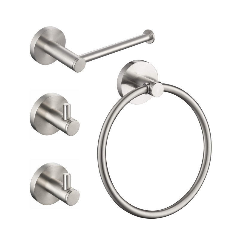 Circular 4 - Piece Bathroom Hardware Set, Brushed Nickel