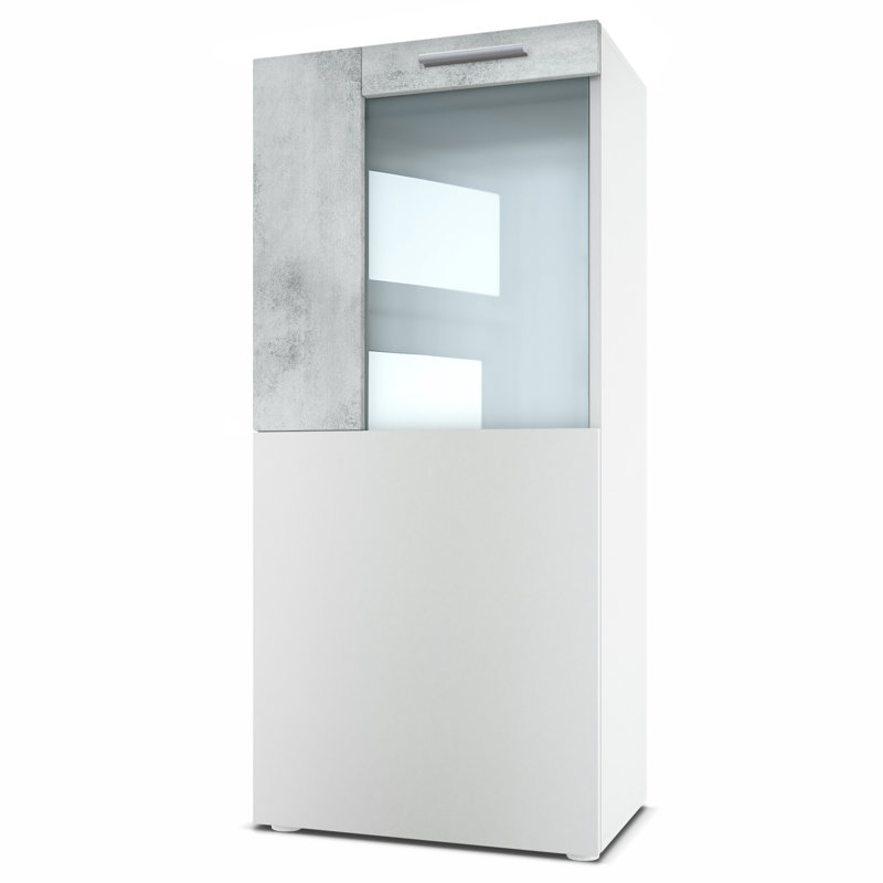 Killion 51 cm W Display Cabinet, White/Concrete Oxide Optics, Without LED
