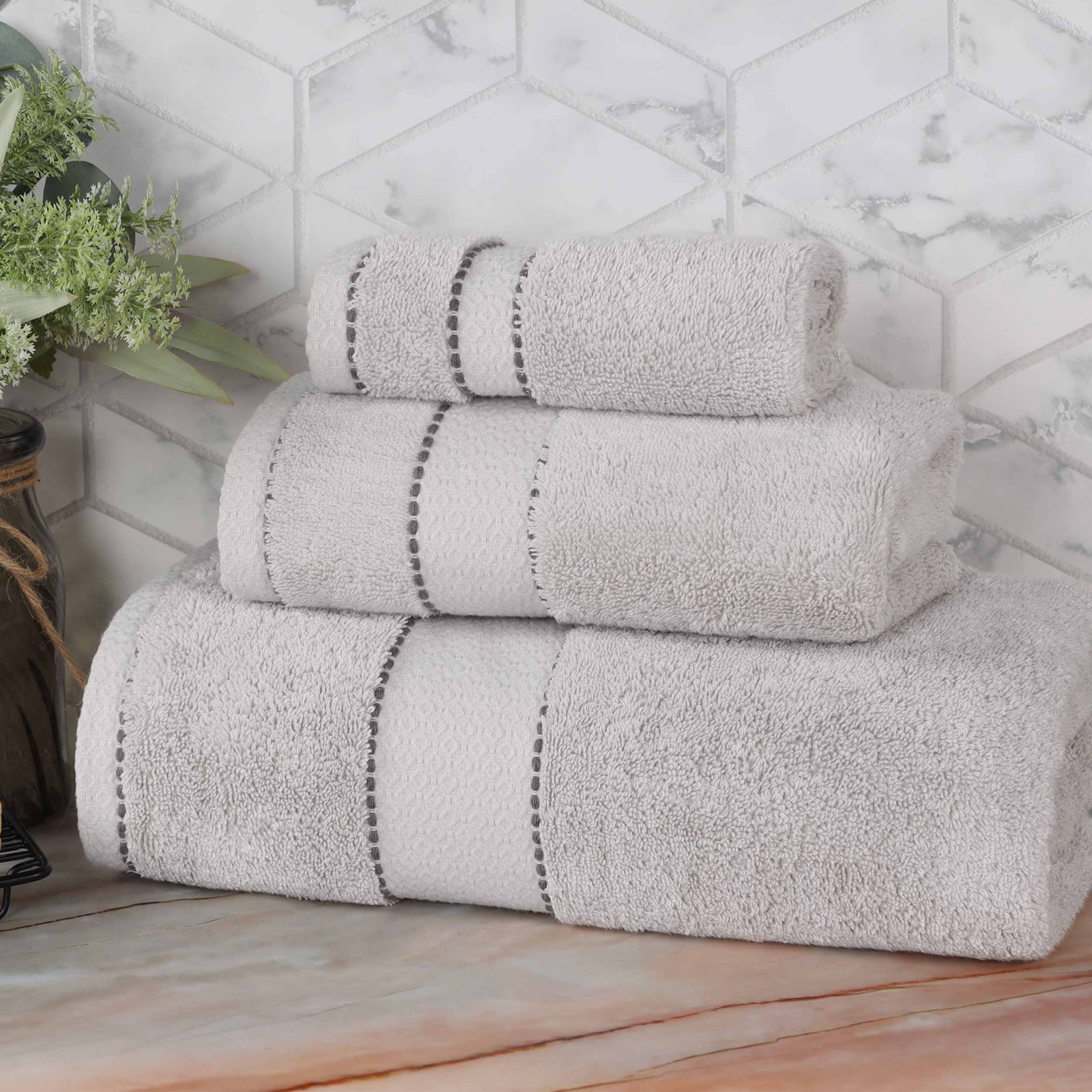 Niles 3-Piece Giza Cotton Towel Set, Platinum