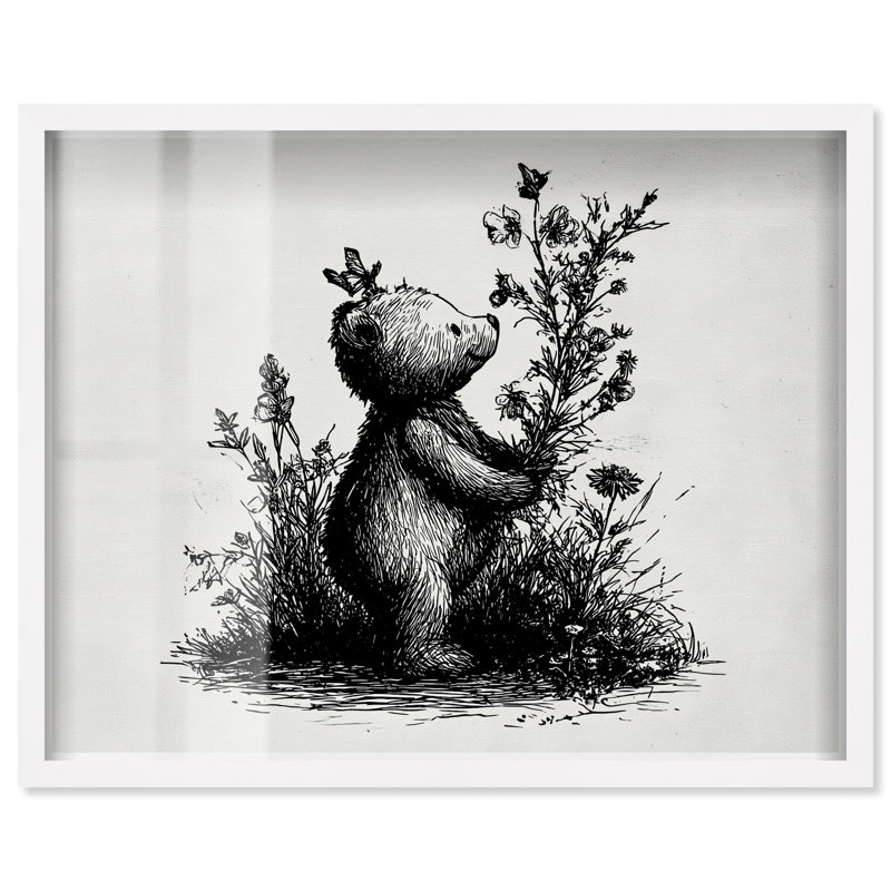 «Botanist Bear Shadowbox» par Art Remedy, Blanc, H 31 po x l 37 po