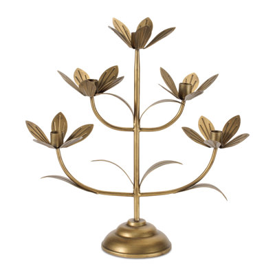 Bougeoir sculpté floral H 16,75 po